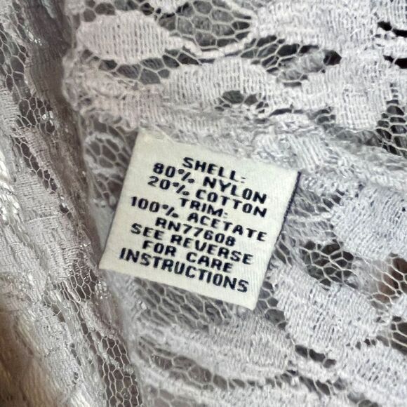 J. Peterman Satin Bow Necktie Open Front Silver Gray Lace Jacket Topper size 14 - Picture 7 of 7